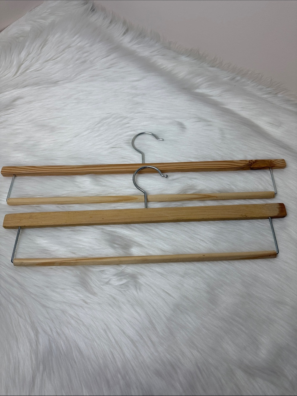 (2) Wooden Hangers for Trousers, Pants, Blankets, Throws, Curtains
